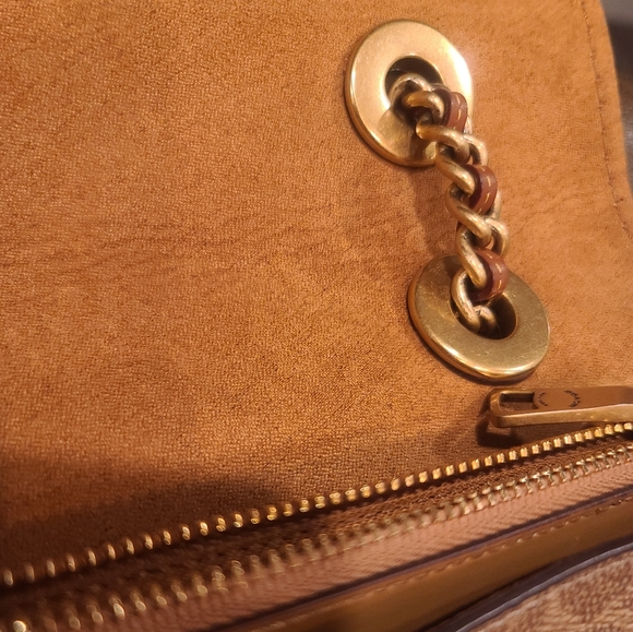 Coach Parker Tea Rose 30585 chain shoulder bag pink signature canvas colorblock - Picture 9 of 15